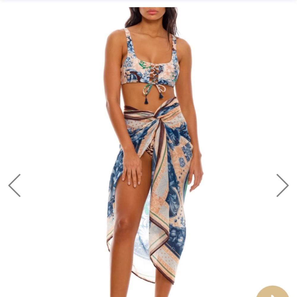 Agua Bendita Green and Blue Swim Sarong - Picture 6 of 10
